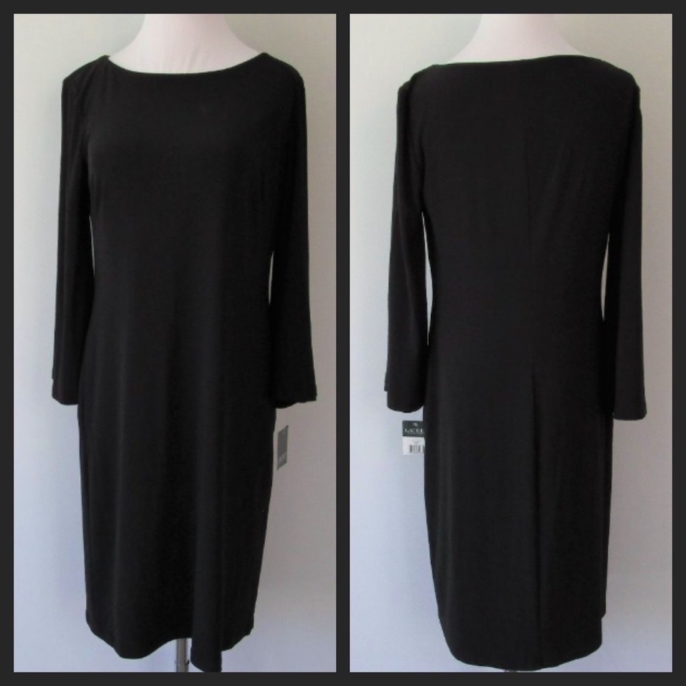❤️‍🔥 NWT Ralph Lauren Black Jersey Pocket Midi Dress Size 2 X Small